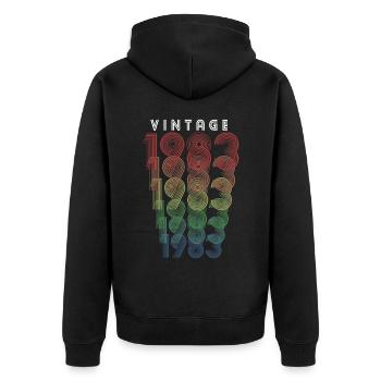 Vintage 1983 Year of birth 1983 Vintage Birthday - Unisex Premium Organic Zip Hoodie - black - Back - Nico (187cm)