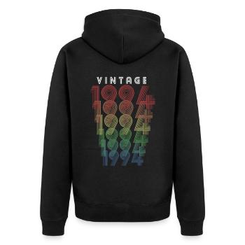 Vintage 1994 Geburtsjahr 1994 Jahrgang Geburtstag - Unisex Premium Bio Zip Hoodie - Schwarz - Hinten - Nico (187cm)