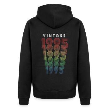 Vintage 1995 Geburtsjahr 1995 Jahrgang Geburtstag - Unisex Premium Bio Zip Hoodie - Schwarz - Hinten - Nico (187cm)