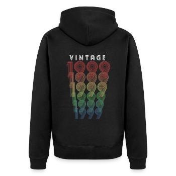Vintage 1999 Geburtsjahr 1999 Jahrgang Geburtstag - Unisex Premium Bio Zip Hoodie - Schwarz - Hinten - Nico (187cm)