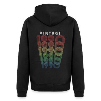 Vintage 1990 Year of birth 1990 Vintage Birthday - Unisex Premium Organic Zip Hoodie - black - Back - Nico (187cm)