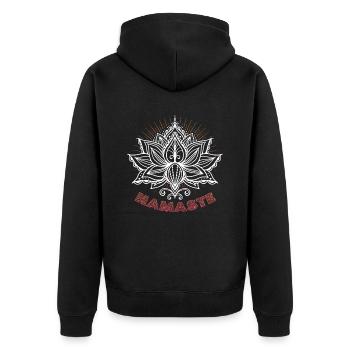 Yoga Meditation Lotusblume Namaste Yoga - Unisex Premium Bio Zip Hoodie - Schwarz - Hinten - Nico (187cm)