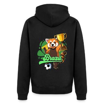 Brazil Football - Unisex Premium Organic Zip Hoodie - black - Back - Nico (187cm)