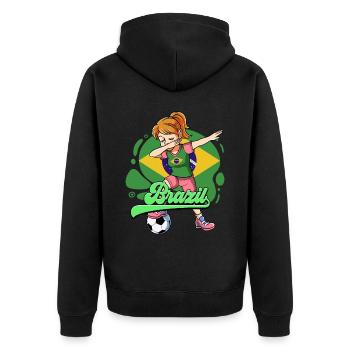 Brazil Football - Unisex Premium Organic Zip Hoodie - black - Back - Nico (187cm)
