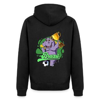 Brazil Football - Unisex Premium Organic Zip Hoodie - black - Back - Nico (187cm)