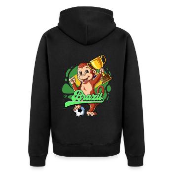 Brazil Football - Unisex Premium Organic Zip Hoodie - black - Back - Nico (187cm)