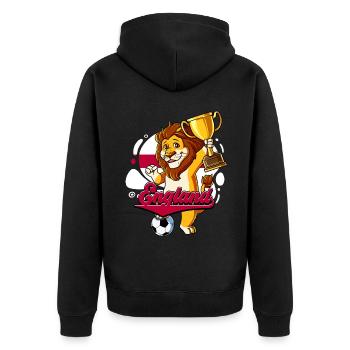 England Fußball - Unisex Premium Bio Zip Hoodie - Schwarz - Hinten - Nico (187cm)