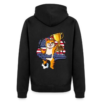 Usa Fußball - Unisex Premium Bio Zip Hoodie - Schwarz - Hinten - Nico (187cm)