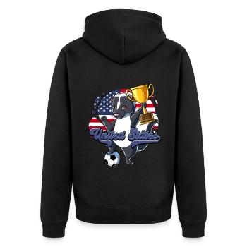 Usa Fußball - Unisex Premium Bio Zip Hoodie - Schwarz - Hinten - Nico (187cm)