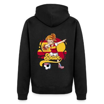 Spanien Fußball - Unisex Premium Bio Zip Hoodie - Schwarz - Hinten - Nico (187cm)