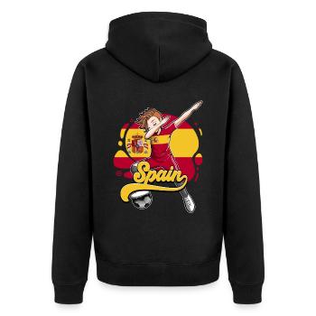 Spanien Fußball - Unisex Premium Bio Zip Hoodie - Schwarz - Hinten - Nico (187cm)