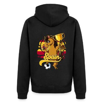 Spanien Fußball - Unisex Premium Bio Zip Hoodie - Schwarz - Hinten - Nico (187cm)