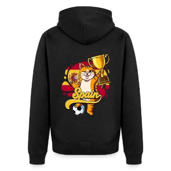 Spanien Fußball - Unisex Premium Bio Zip Hoodie - Schwarz - Hinten - Nico (187cm)