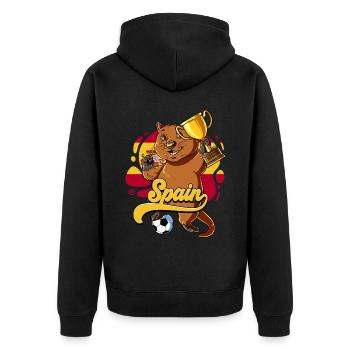 Spanien Fußball - Unisex Premium Bio Zip Hoodie - Schwarz - Hinten - Nico (187cm)