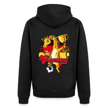 Germany Football - Unisex Premium Organic Zip Hoodie - black - Back - Nico (187cm)