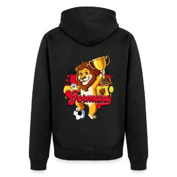 Deutschland Fußball - Unisex Premium Bio Zip Hoodie - Schwarz - Hinten - Nico (187cm)