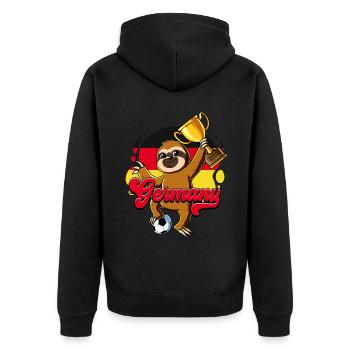 Deutschland Fußball - Unisex Premium Bio Zip Hoodie - Schwarz - Hinten - Nico (187cm)