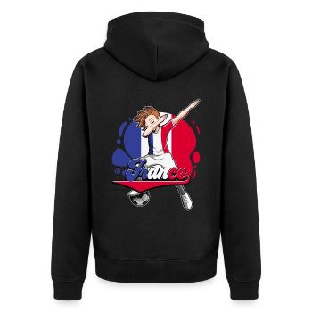 Frankreich Fußball - Unisex Premium Bio Zip Hoodie - Schwarz - Hinten - Nico (187cm)