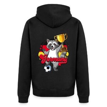 Deutschland Fußball - Unisex Premium Bio Zip Hoodie - Schwarz - Hinten - Nico (187cm)