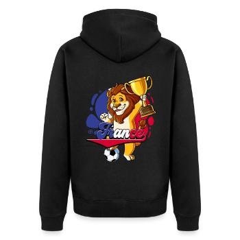 Frankreich Fußball - Unisex Premium Bio Zip Hoodie - Schwarz - Hinten - Nico (187cm)
