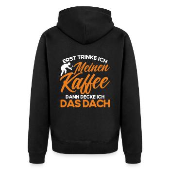 Dachdecker Geselle Dachdecker Dachdeckermeister - Unisex Premium Bio Zip Hoodie - Schwarz - Hinten - Nico (187cm)