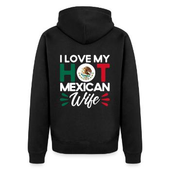 Mexiko Mexikanische Wurzeln Geschenk - Unisex Premium Bio Zip Hoodie - Schwarz - Hinten - Nico (187cm)