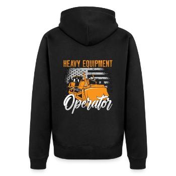 Bagger Planierraupe Bulldozer Bauarbeiter Geschenk - Unisex Premium Bio Zip Hoodie - Schwarz - Hinten - Nico (187cm)
