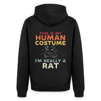 Das ist mein menschliches Kostüm im wirklich eine Ratte - Unisex Premium Bio Zip Hoodie - Schwarz - Hinten - Nico (187cm)