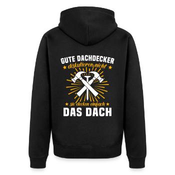 Dachdecker Dachspengler Dachklempner - Unisex Premium Bio Zip Hoodie - Schwarz - Hinten - Nico (187cm)