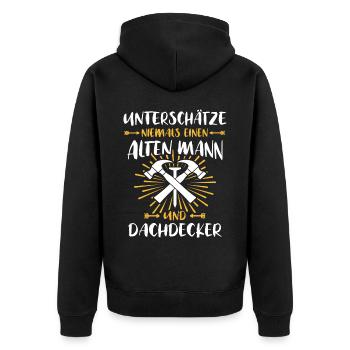 Dachdecker Dachspengler Dachklempner - Unisex Premium Bio Zip Hoodie - Schwarz - Hinten - Nico (187cm)