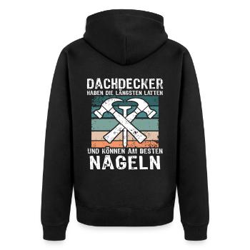 Dachdecker Dachspengler Dachklempner - Unisex Premium Bio Zip Hoodie - Schwarz - Hinten - Nico (187cm)