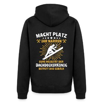 Dachdecker Dachspengler Dachklempner - Unisex Premium Bio Zip Hoodie - Schwarz - Hinten - Nico (187cm)