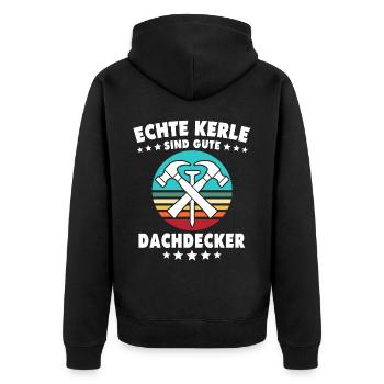 Dachdecker Dachspengler Dachklempner - Unisex Premium Bio Zip Hoodie - Schwarz - Hinten - Nico (187cm)