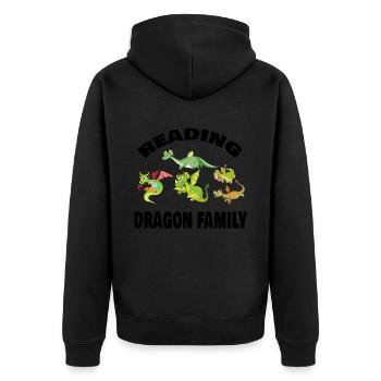 Reading Dragon Family Team Bücherschrank - Unisex Premium Bio Zip Hoodie - Schwarz - Hinten - Nico (187cm)
