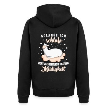 Alpakas Schlafshirt Alpaka - Unisex Premium Bio Zip Hoodie - Schwarz - Hinten - Nico (187cm)