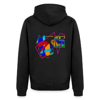 Degu Deguspruch Degus - Unisex Premium Bio Zip Hoodie - Schwarz - Hinten - Nico (187cm)