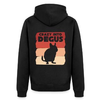 Degu Spruch Degus - Unisex Premium Bio Zip Hoodie - Schwarz - Hinten - Nico (187cm)