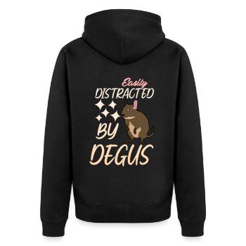 Degu Joke Degus - Unisex Premium Organic Zip Hoodie - black - Back - Nico (187cm)