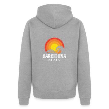 Spanien Spanisch Barcelona Spanier Urlaub Geschenk - Unisex Premium Bio Zip Hoodie - Grau meliert - Hinten - Nico (187cm)