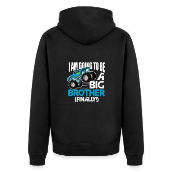 Big Brother Sibling Sister Gift - Unisex Premium Organic Zip Hoodie - black - Back - Nico (187cm)