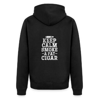 Zigarre - Unisex Premium Bio Zip Hoodie - Schwarz - Hinten - Nico (187cm)