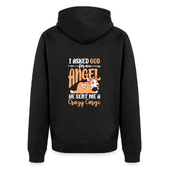 Corgi - Unisex Premium Bio Zip Hoodie - Schwarz - Hinten - Nico (187cm)