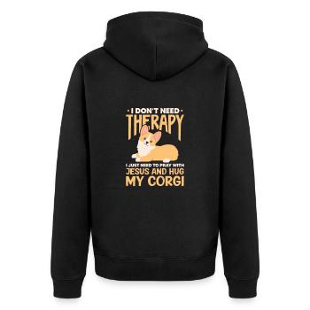 Corgi - Unisex Premium Bio Zip Hoodie - Schwarz - Hinten - Nico (187cm)
