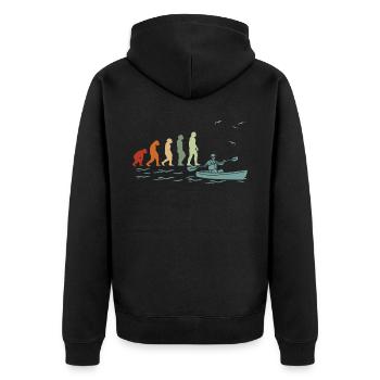 Kajak Kanu RAFTING BOOT Kanufahrer Kanufahren - Unisex Premium Bio Zip Hoodie - Schwarz - Hinten - Nico (187cm)