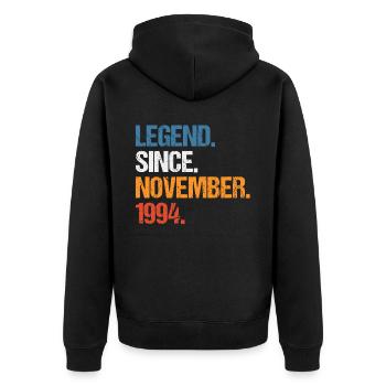 Légende depuis novembre 1994 Anniversaire - Veste à capuche bio Premium Unisexe - noir - Dos - Nico (187cm)