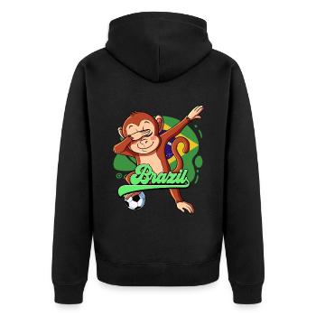Brazil Football - Unisex Premium Organic Zip Hoodie - black - Back - Nico (187cm)