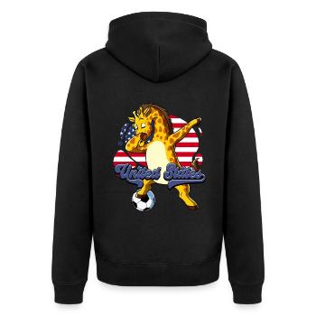 Usa Fußball - Unisex Premium Bio Zip Hoodie - Schwarz - Hinten - Nico (187cm)