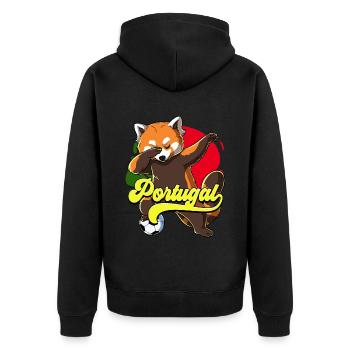 Portugal Fußball - Unisex Premium Bio Zip Hoodie - Schwarz - Hinten - Nico (187cm)