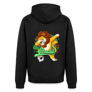 Brazil Football - Unisex Premium Organic Zip Hoodie - black - Back - Nico (187cm)