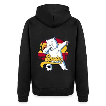 Spanien Fußball - Unisex Premium Bio Zip Hoodie - Schwarz - Hinten - Nico (187cm)